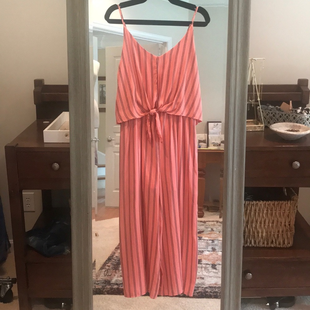 Coral and navy jumpsuit